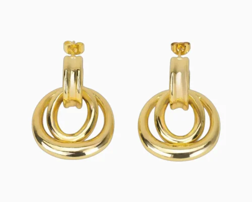 Aretes Broquel De Oro Doble Aro Aretes Broquel De Oro Doble Aro