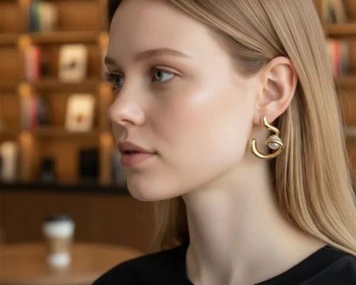 Aretes Broquel De Oro Espiral Con Perla