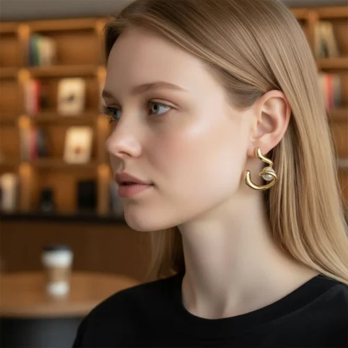 Aretes Broquel De Oro Espiral Con Perla