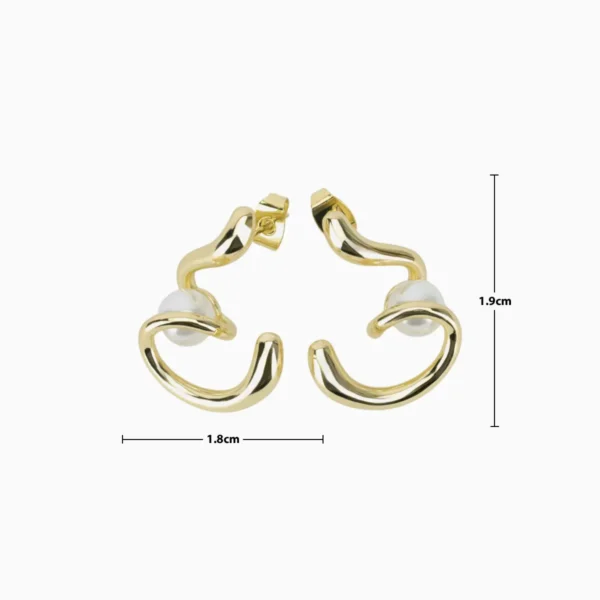 Aretes Broquel De Oro Espiral Con Perla