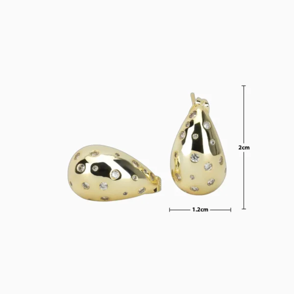 Aretes Broquel De Oro Gota Ancha