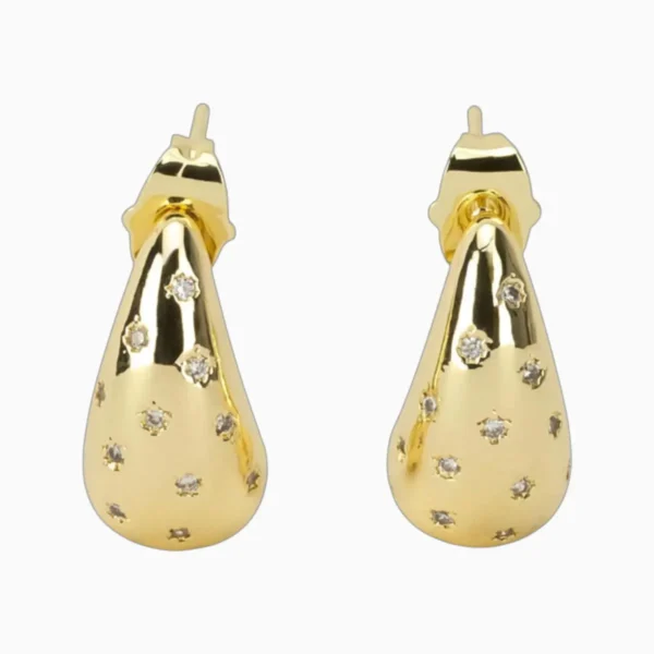 Aretes Broquel De Oro Gota Dorada Aretes Broquel De Oro Gota Dorada