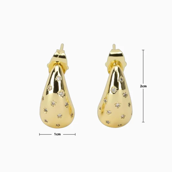 Aretes Broquel De Oro Gota Dorada Aretes Broquel De Oro Gota Dorada