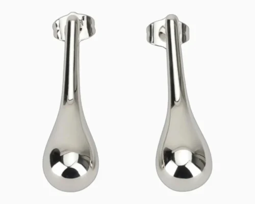 Aretes Broquel De Oro Gota Larga