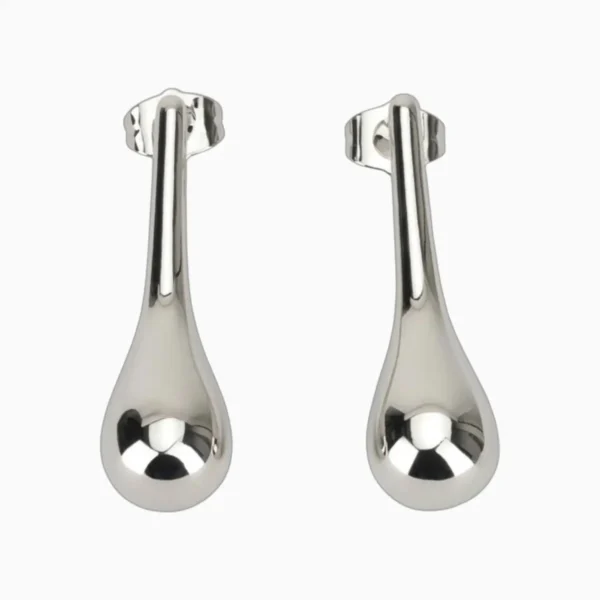 Aretes Broquel De Oro Gota Larga