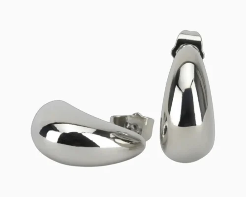 Aretes Broquel De Oro Gota Plateada