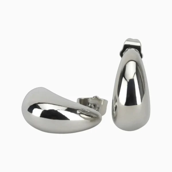 Aretes Broquel De Oro Gota Plateada