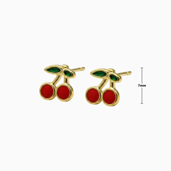 Aretes Broquel De Oro Mini Cerezas