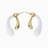 Aretes Broquel De Oro Moderno Blanco