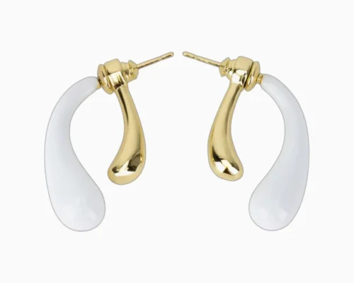Aretes Broquel De Oro Moderno Blanco Aretes Broquel De Oro Moderno Blanco