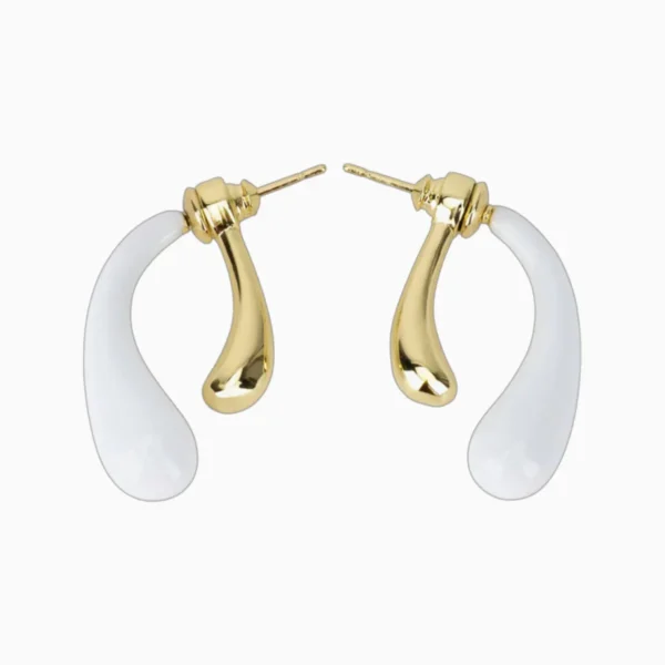 Aretes Broquel De Oro Moderno Blanco