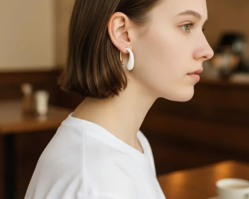 Aretes Broquel De Oro Moderno Blanco