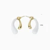 Aretes Broquel De Oro Moderno Blanco