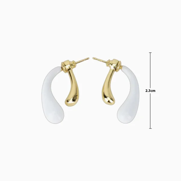 Aretes Broquel De Oro Moderno Blanco