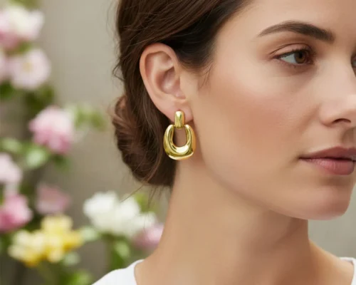 Aretes Broquel De Oro Tipo Herradura
