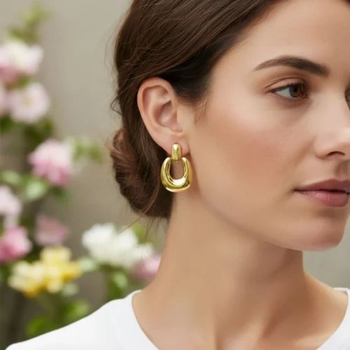 Aretes Broquel De Oro Tipo Herradura
