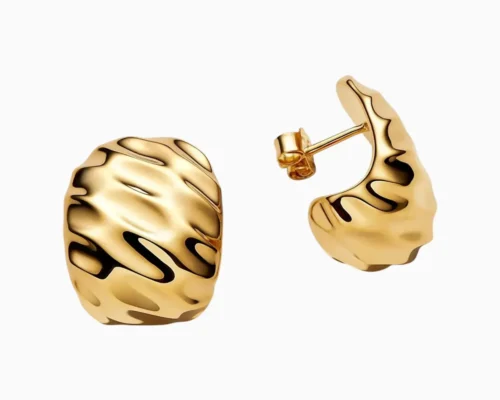 Aretes Broquel De Plata Ancho Ondulado Aretes Broquel De Plata Ancho Ondulado