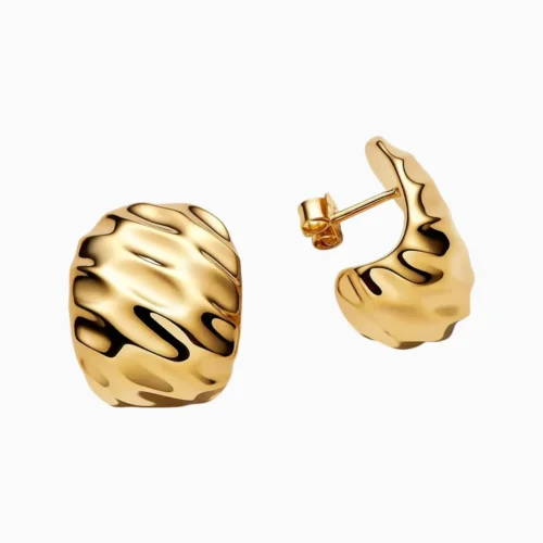Aretes Broquel De Plata Ancho Ondulado