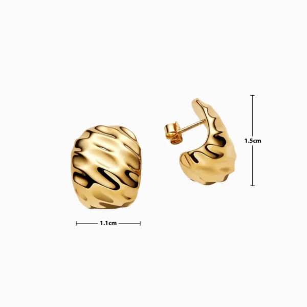 Aretes Broquel De Plata Ancho Ondulado