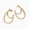 Aretes Broquel De Plata Aro Doble Organico