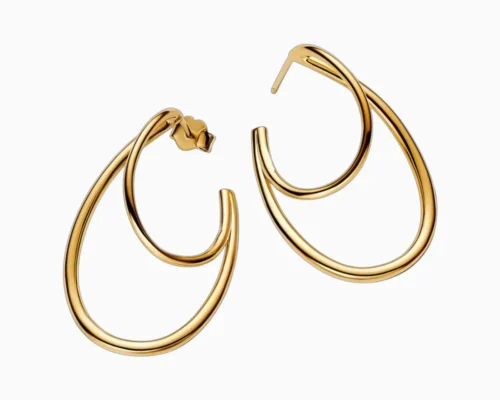Aretes Broquel De Plata Aro Doble Organico