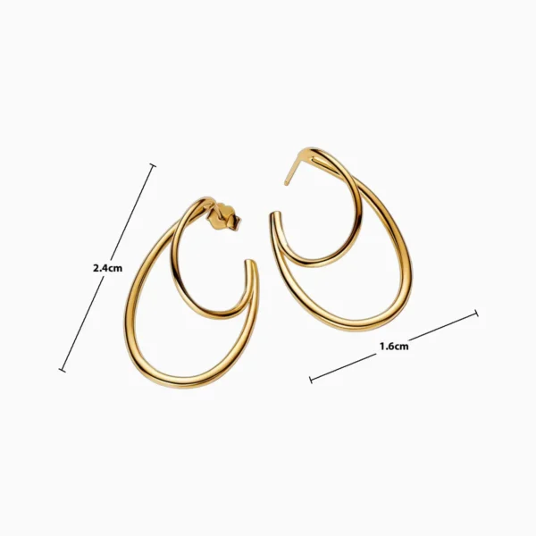 Aretes Broquel De Plata Aro Doble Organico