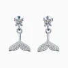 Aretes Broquel De Plata Cola De Sirena