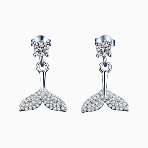 Aretes Broquel De Plata Cola De Sirena