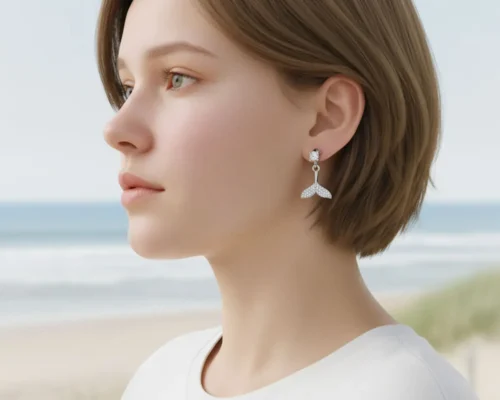 Aretes Broquel De Plata Cola De Sirena