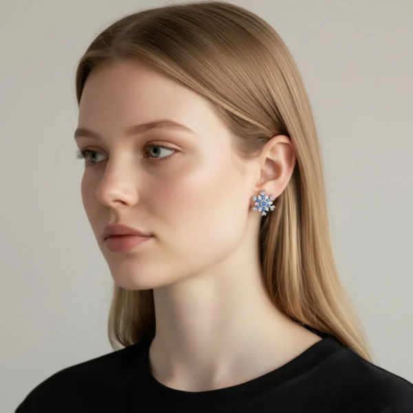 Aretes Broquel De Plata Copo De Nieve