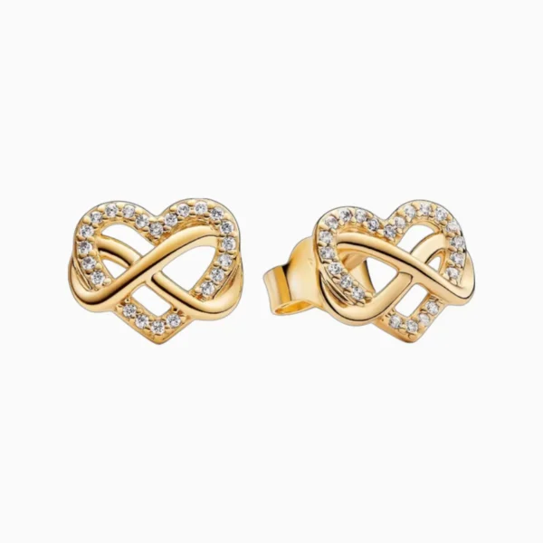 Aretes Broquel De Plata Corazon Infinito