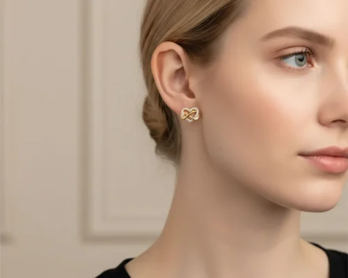 Aretes Broquel De Plata Corazon Infinito
