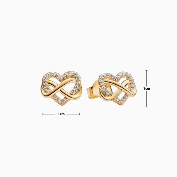 Aretes Broquel De Plata Corazon Infinito