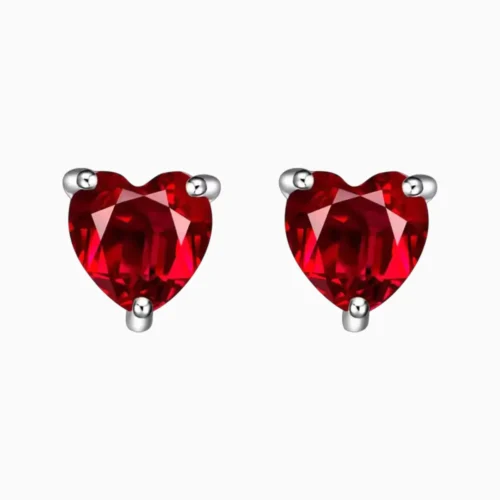 Aretes Broquel De Plata Corazon Rojo Aretes Broquel De Plata Corazon Rojo