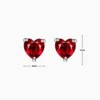 Aretes Broquel De Plata Corazon Rojo