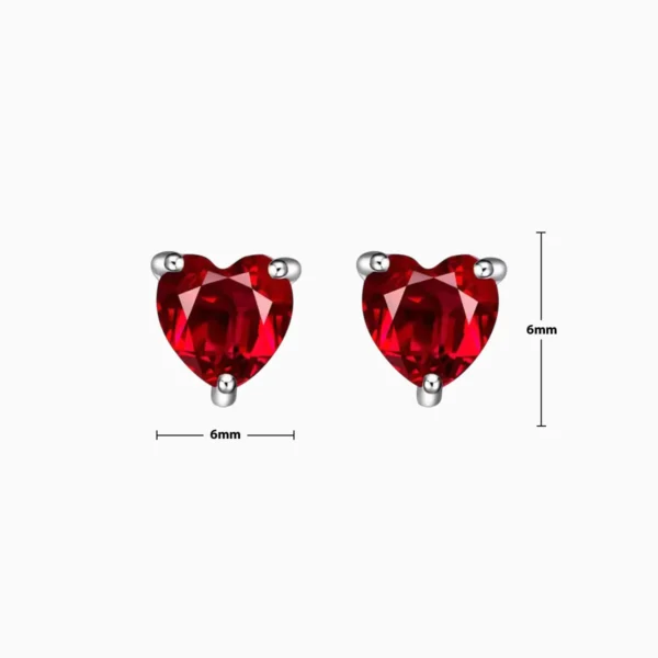 Aretes Broquel De Plata Corazon Rojo