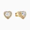 Aretes Broquel De Plata Corazon Superior Brillante Dorado