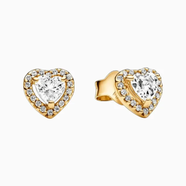 Aretes Broquel De Plata Corazon Superior Brillante Dorado