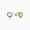 Aretes Broquel De Plata Corazon Superior Dorado