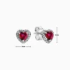 Aretes Broquel De Plata Corazon Superior Rojo