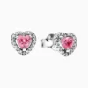 Aretes Broquel De Plata Corazon Superior Rosa