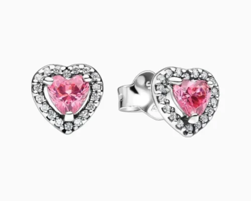 Aretes Broquel De Plata Corazon Superior Rosa Aretes Broquel De Plata Corazon Superior Rosa