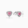 Aretes Broquel De Plata Corazon Superior Rosa