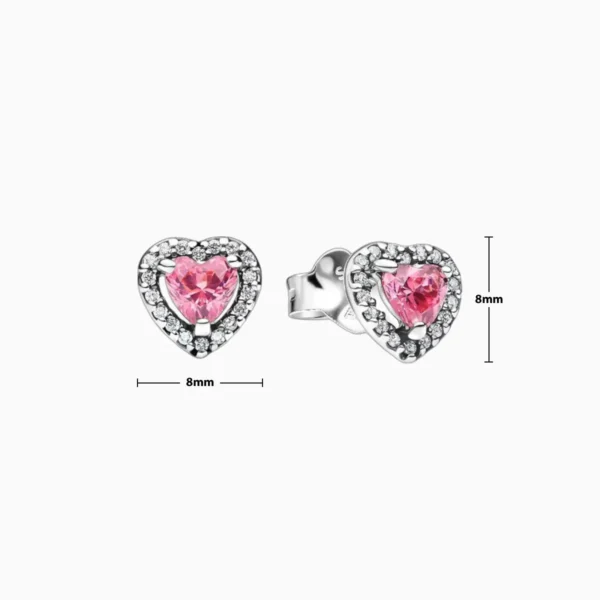 Aretes Broquel De Plata Corazon Superior Rosa