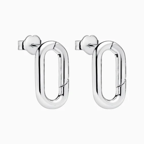 Aretes Broquel De Plata Eslabon Con Apertura