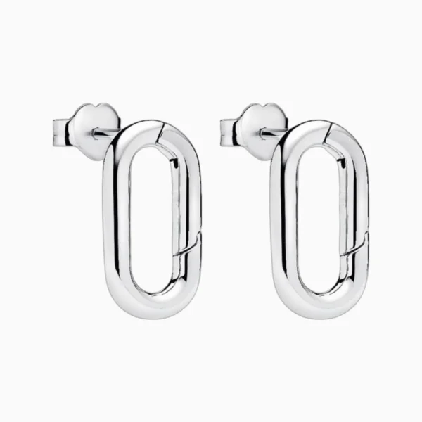 Aretes Broquel De Plata Eslabon Con Apertura