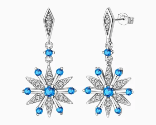 Aretes Broquel De Plata Estrella De Nieve