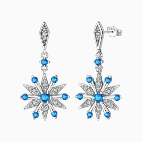 Aretes Broquel De Plata Estrella De Nieve