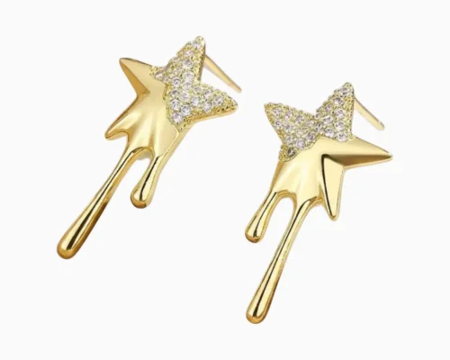 Aretes Broquel De Plata Estrella Derretida Aretes Broquel De Plata Estrella Derretida