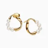 Aretes Broquel De Plata Forma Oganica y Perlas